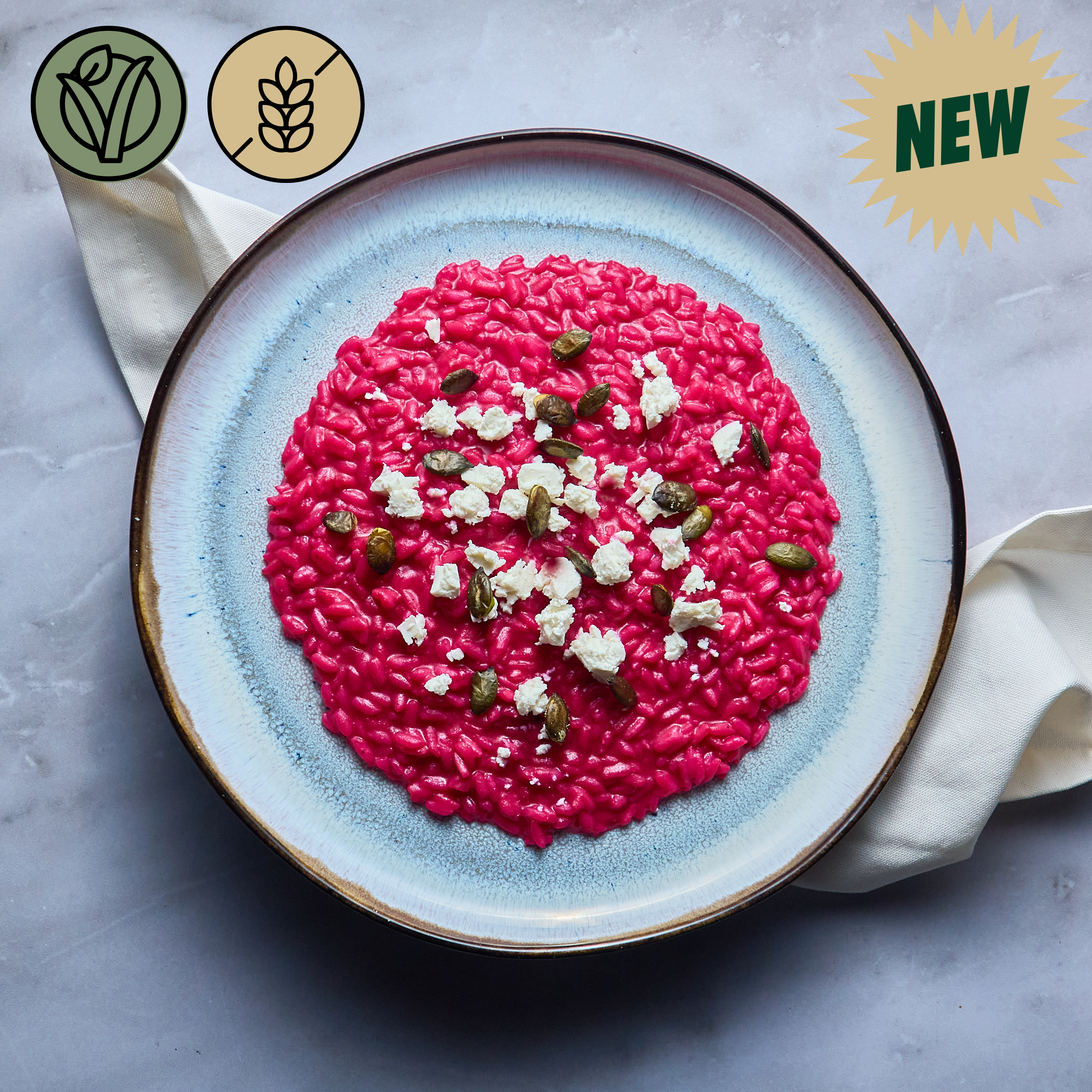 Risotto Betterave, Feta et Graines de Courge