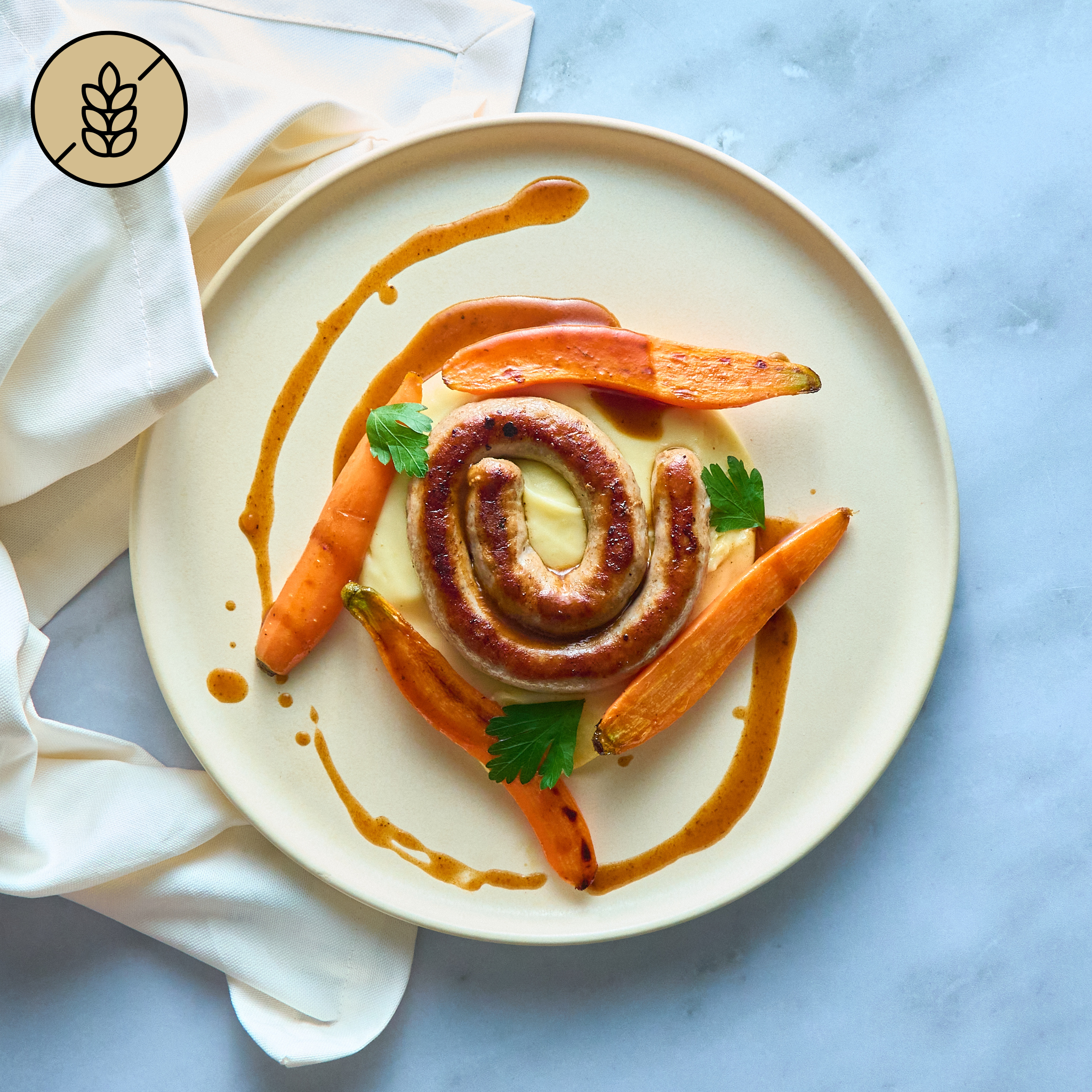 Salsiccia alla Griglia con Purè di Patate e Carote