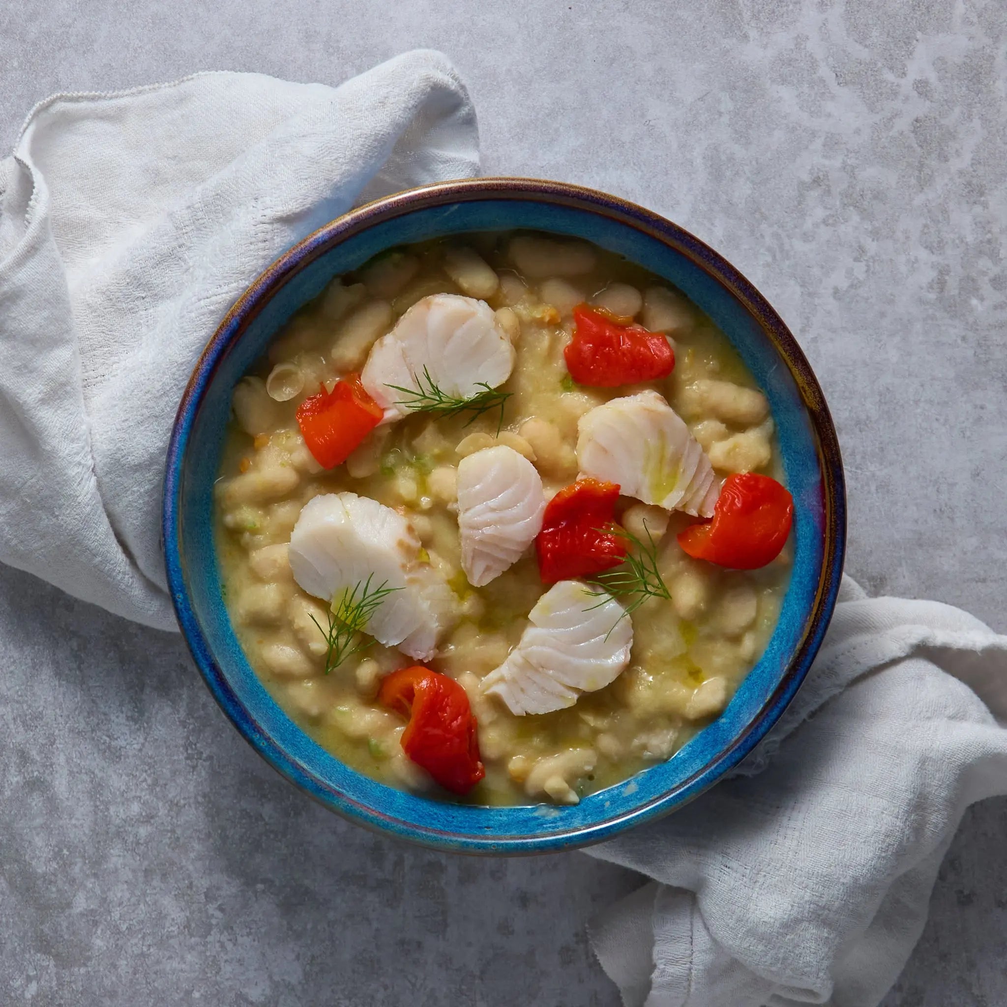 Haricots Blancs Mijotés, Morue et Poivron Confit The Lunch Club