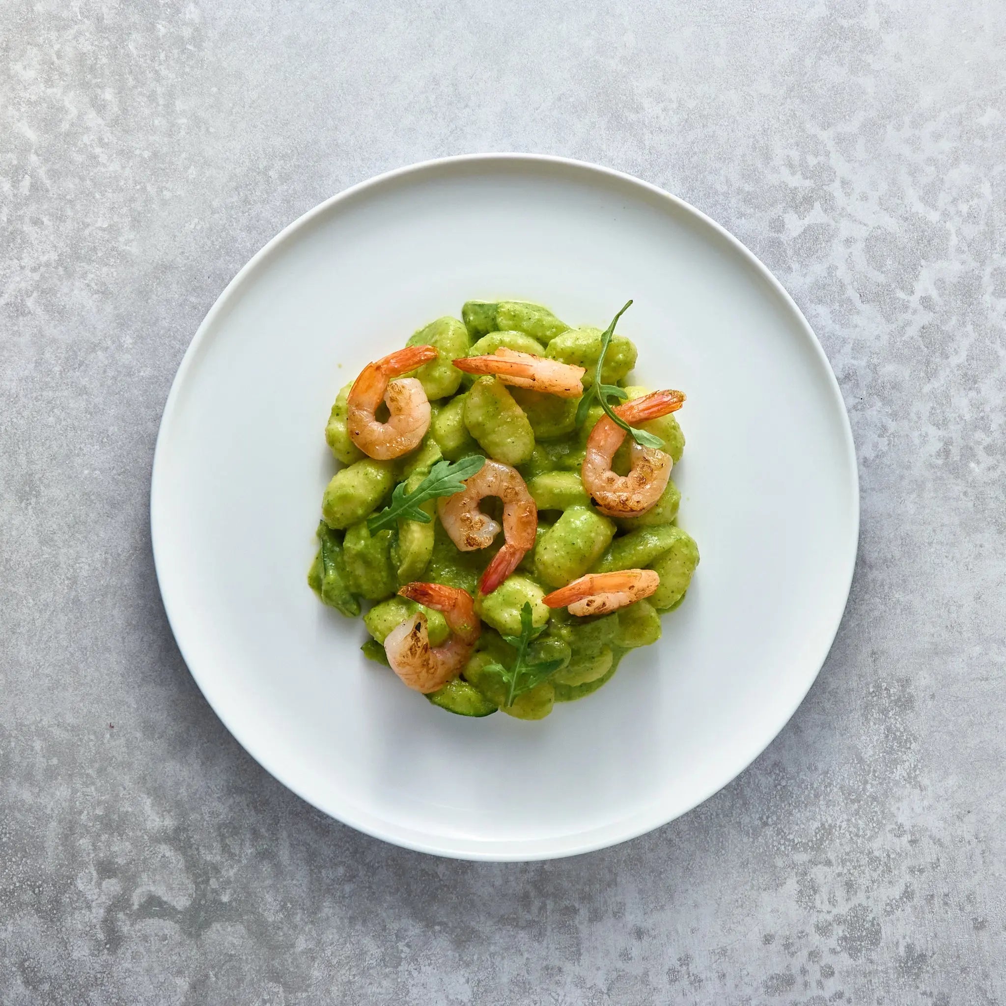 Gnocchi avec Sauté de Crevettes, Courgettes et Basilic The Lunch Club