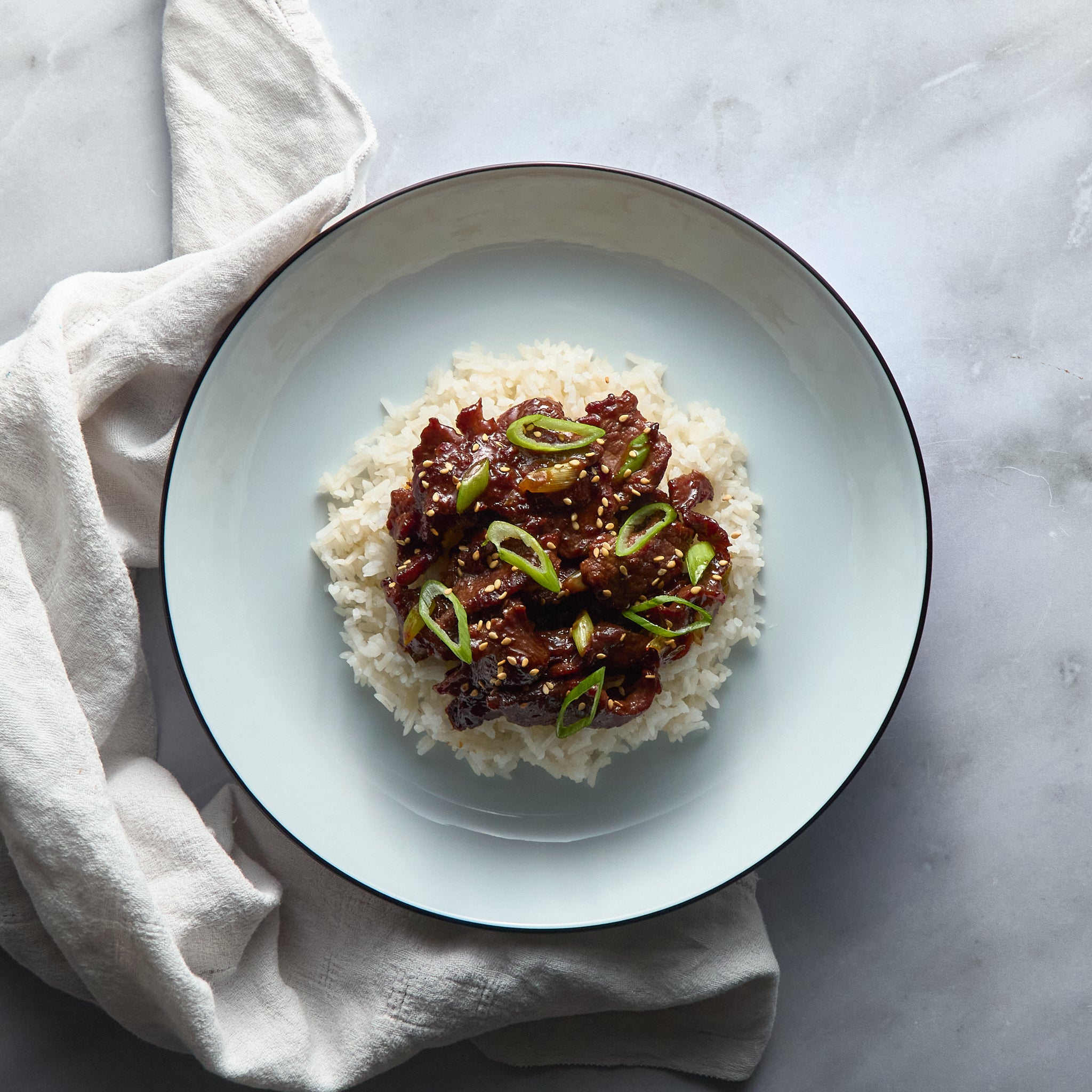 Sauté de Bœuf à la Mongole avec Riz Basmati