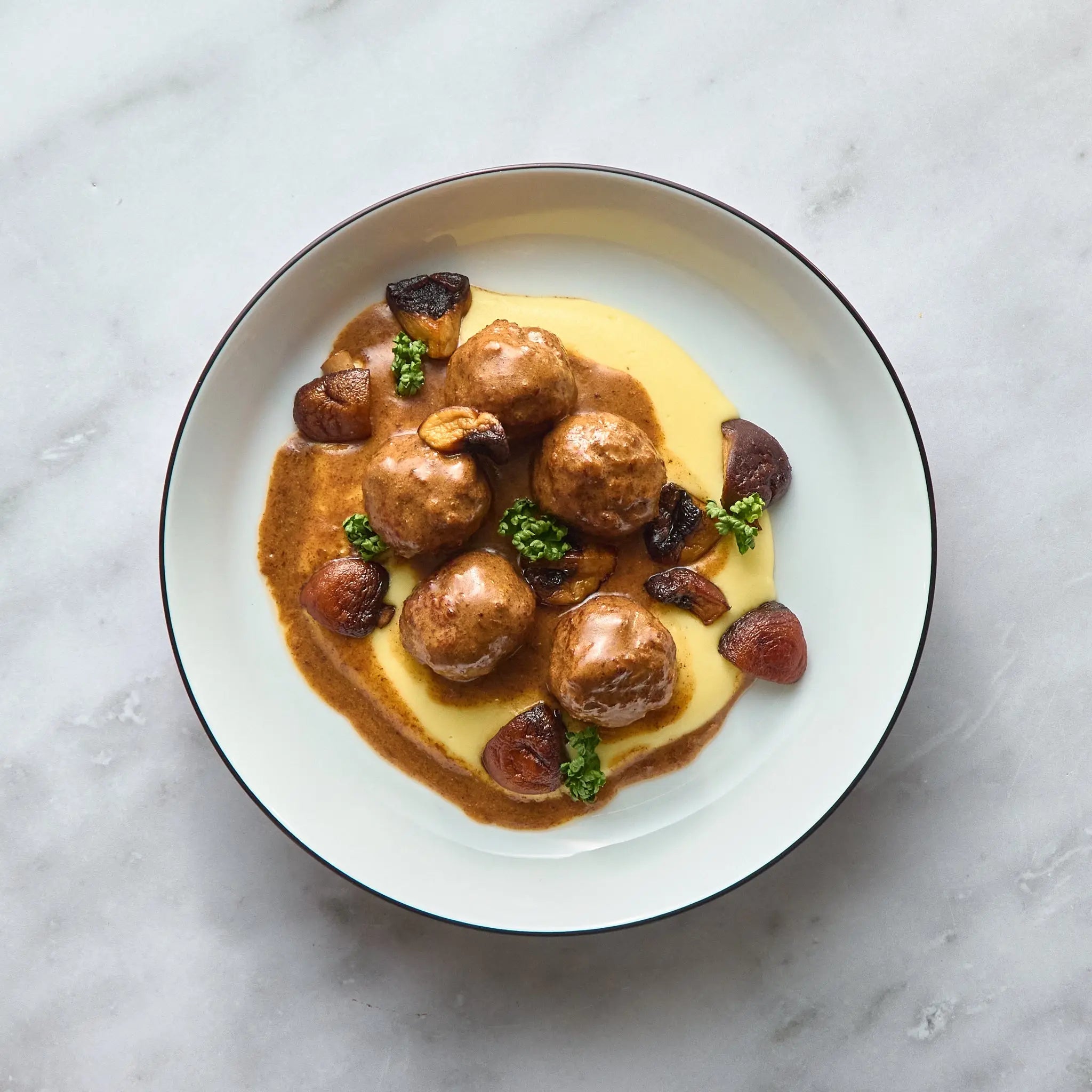 Boulettes Suédoises sur Purée de Pommes de Terre et Champignons The Lunch Club