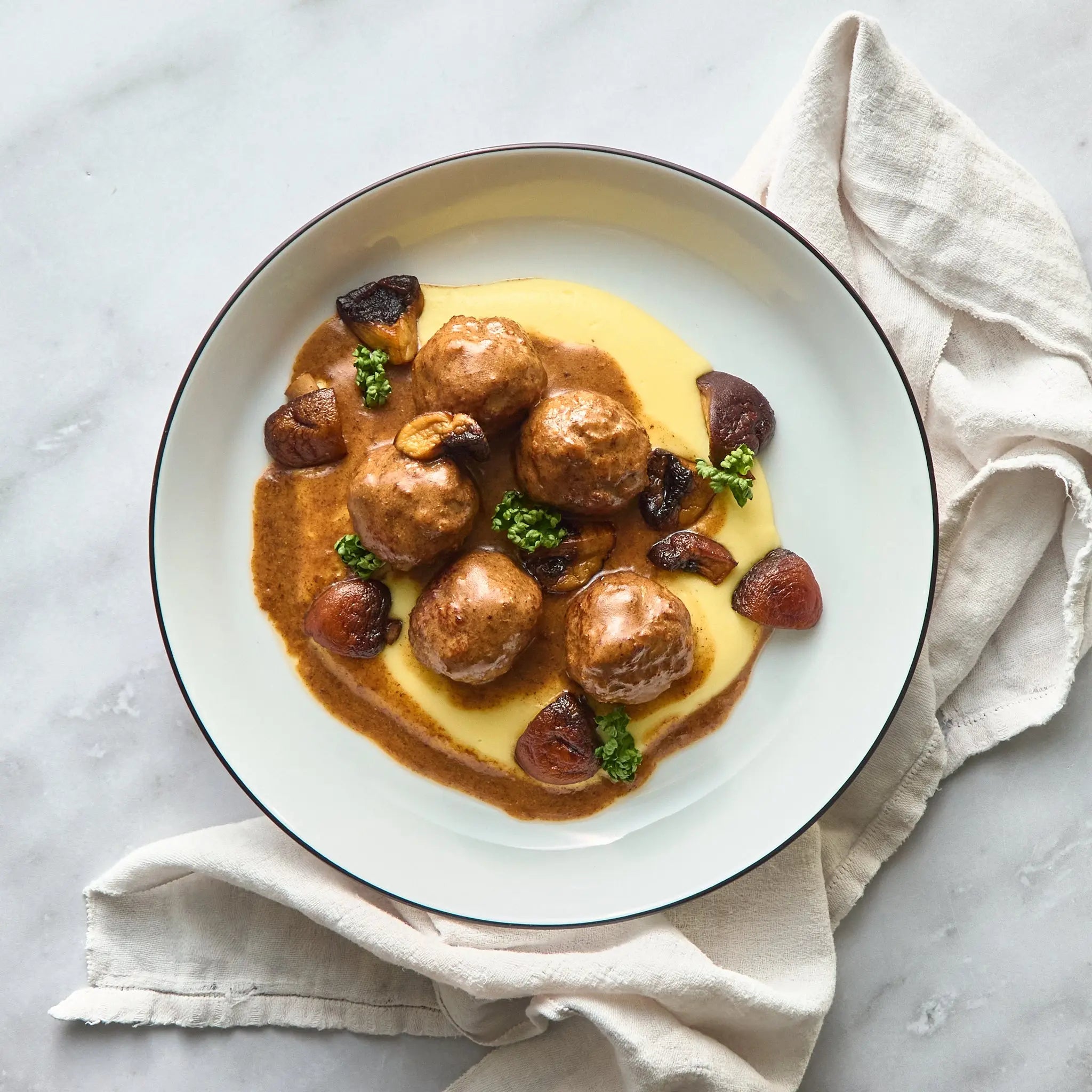 Boulettes Suédoises sur Purée de Pommes de Terre et Champignons The Lunch Club