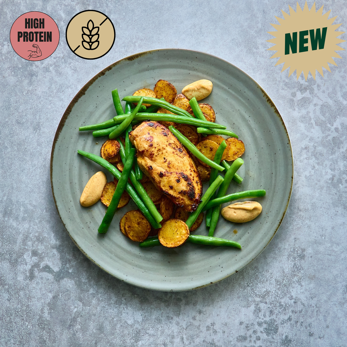 Poulet Miel-Moutarde, Pommes de Terre Rôties et Haricots Verts