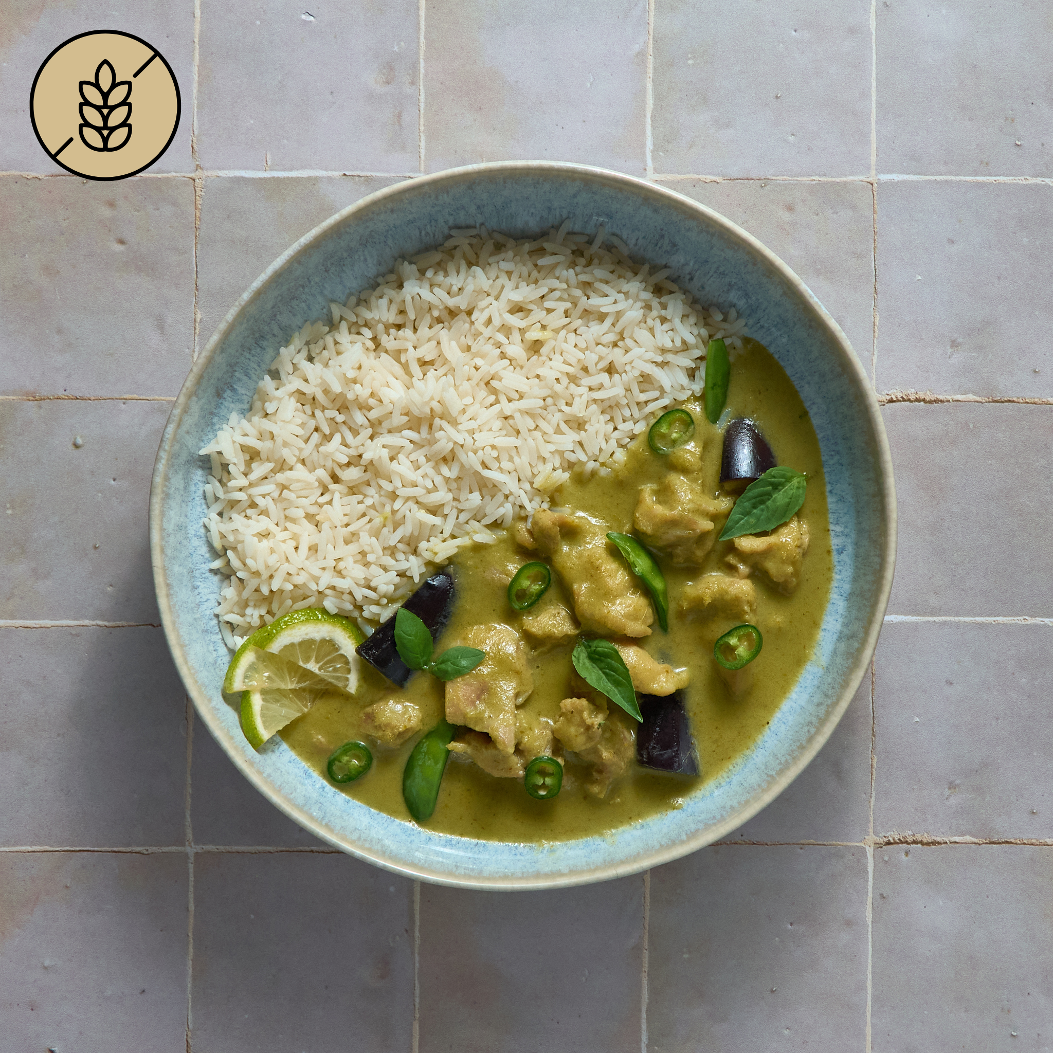 Green Chicken Curry with Vegetables and Basmati Rice