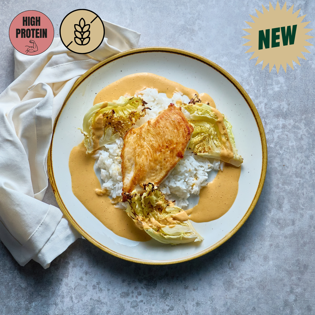 Poitrine de Poulet, Chou Rôti au Beurre & Sauce Parmesan