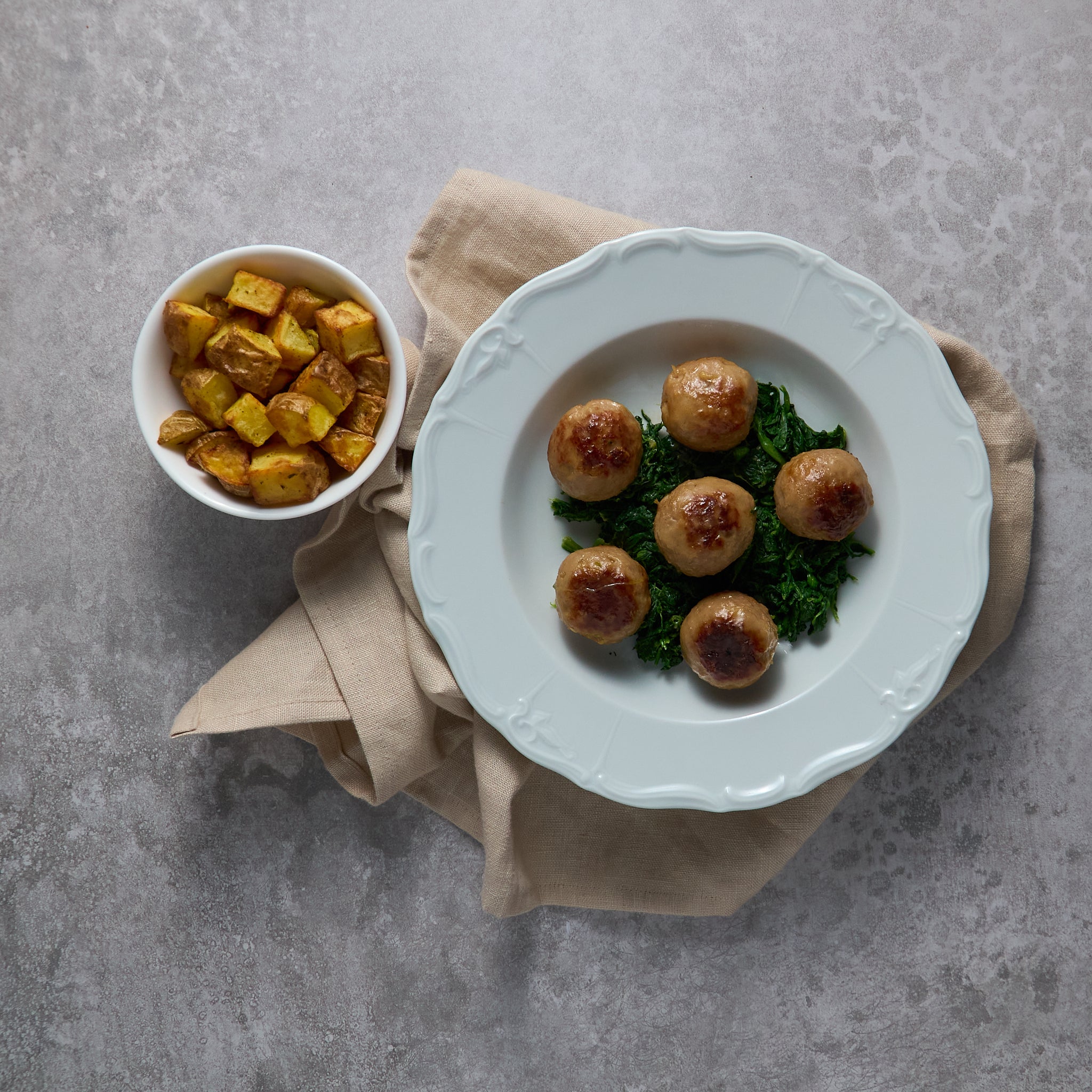 Lemon Meatballs Served with Crispy Potatoes