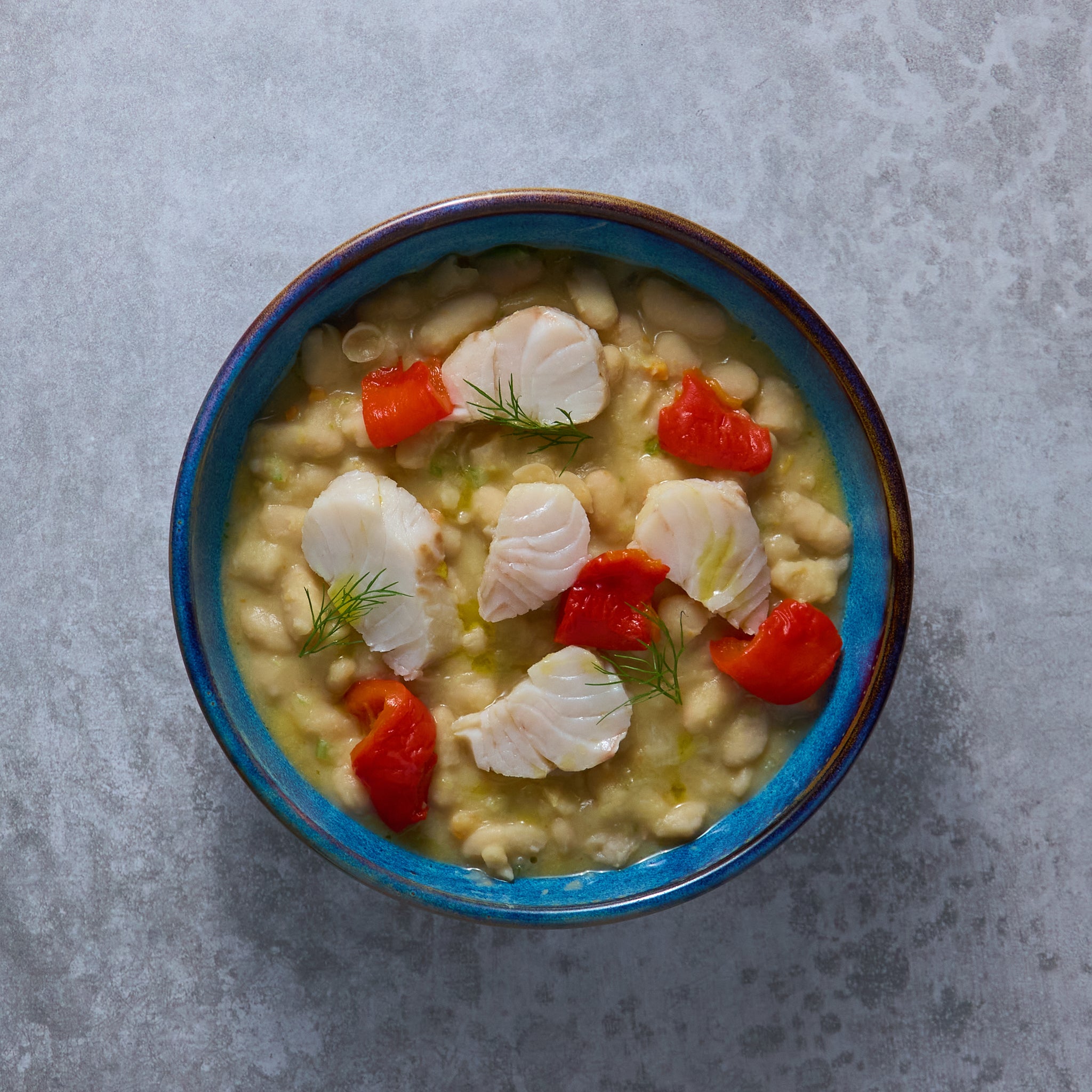 Stufato di Fagioli con Merluzzo e Peperoni