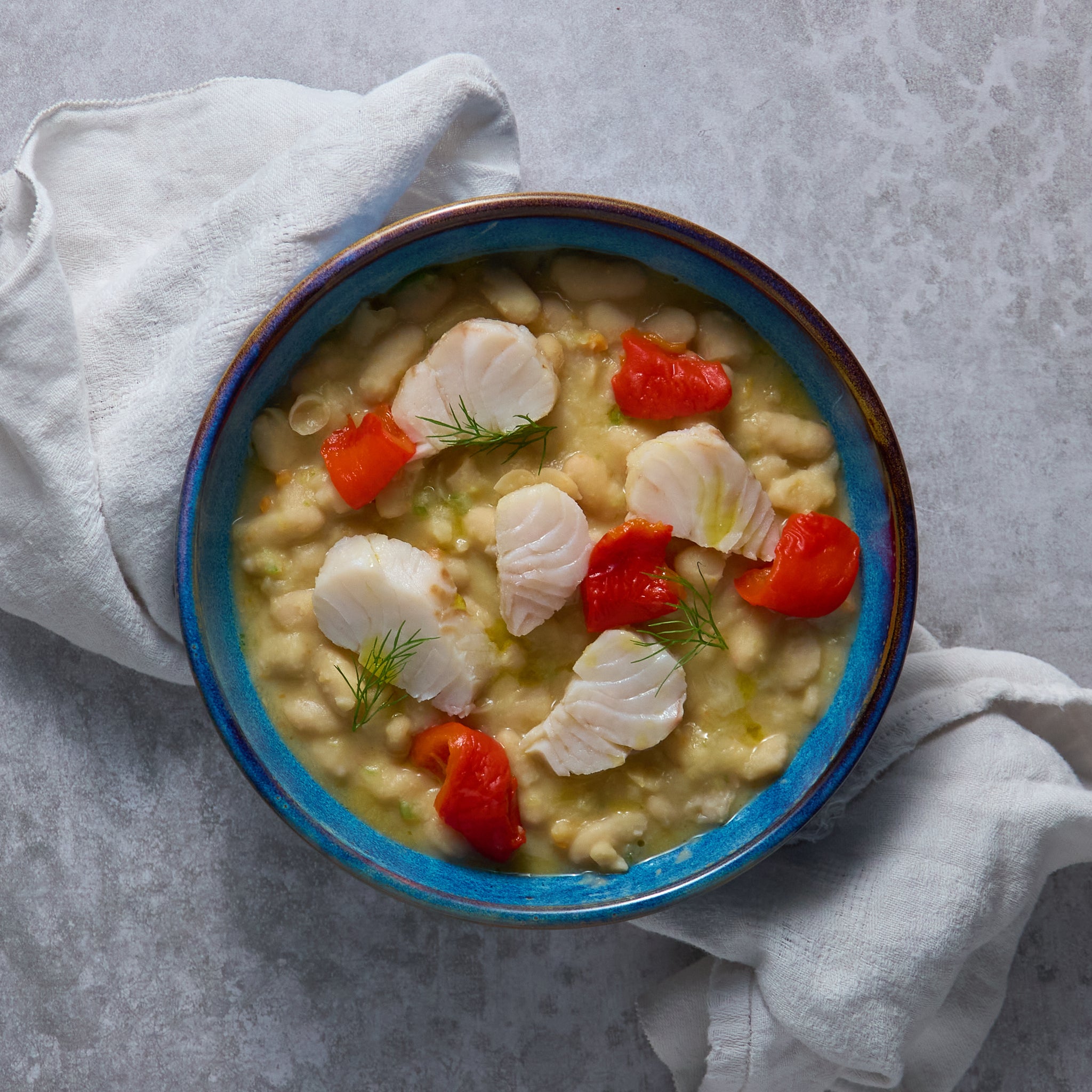 Stufato di Fagioli con Merluzzo e Peperoni