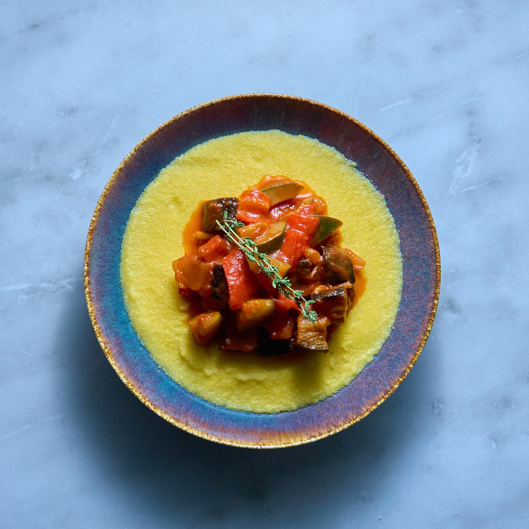 Polenta Crémeuse avec Ratatouille