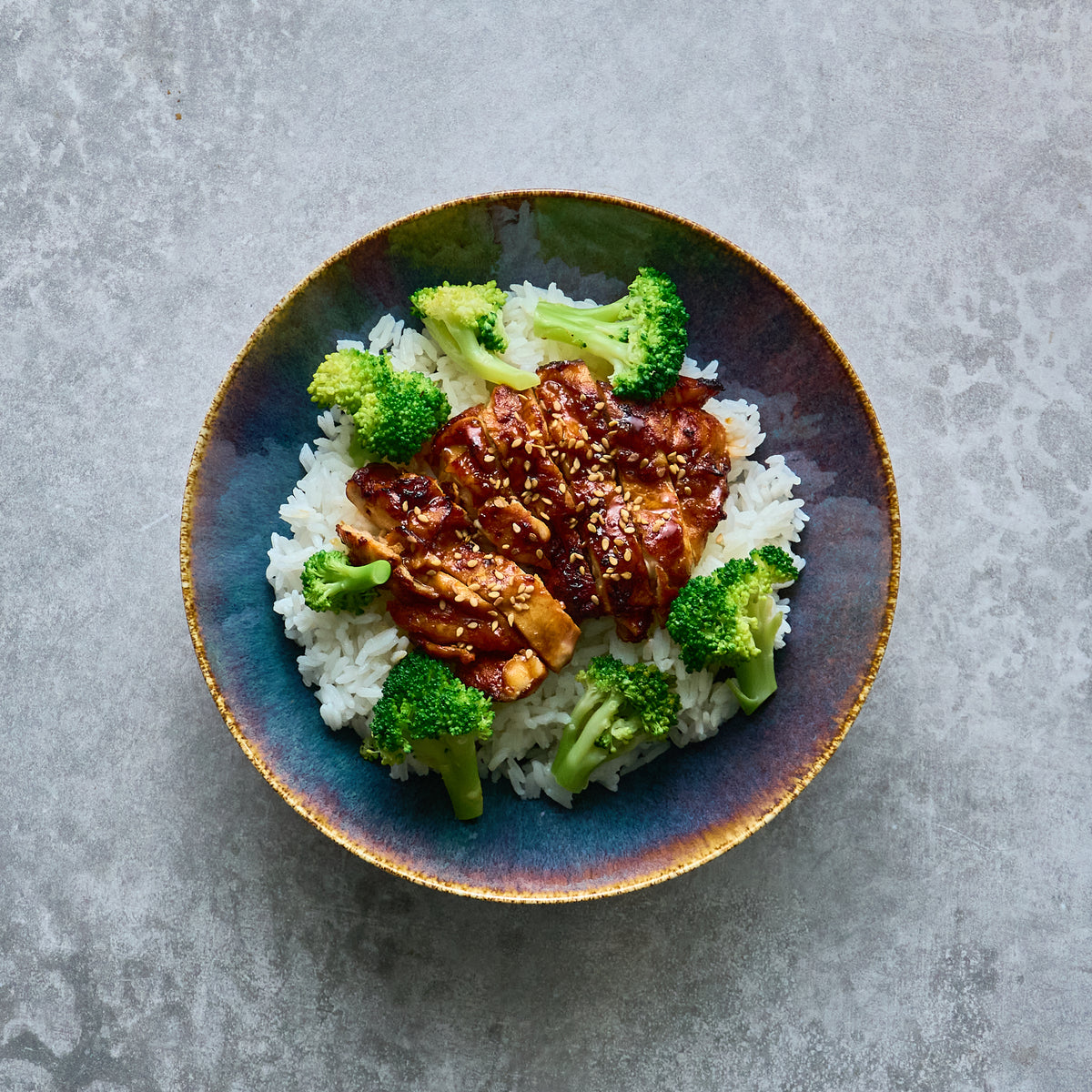 Poulet Laqué au Miel et Citron, Riz Jasmin et Brocoli