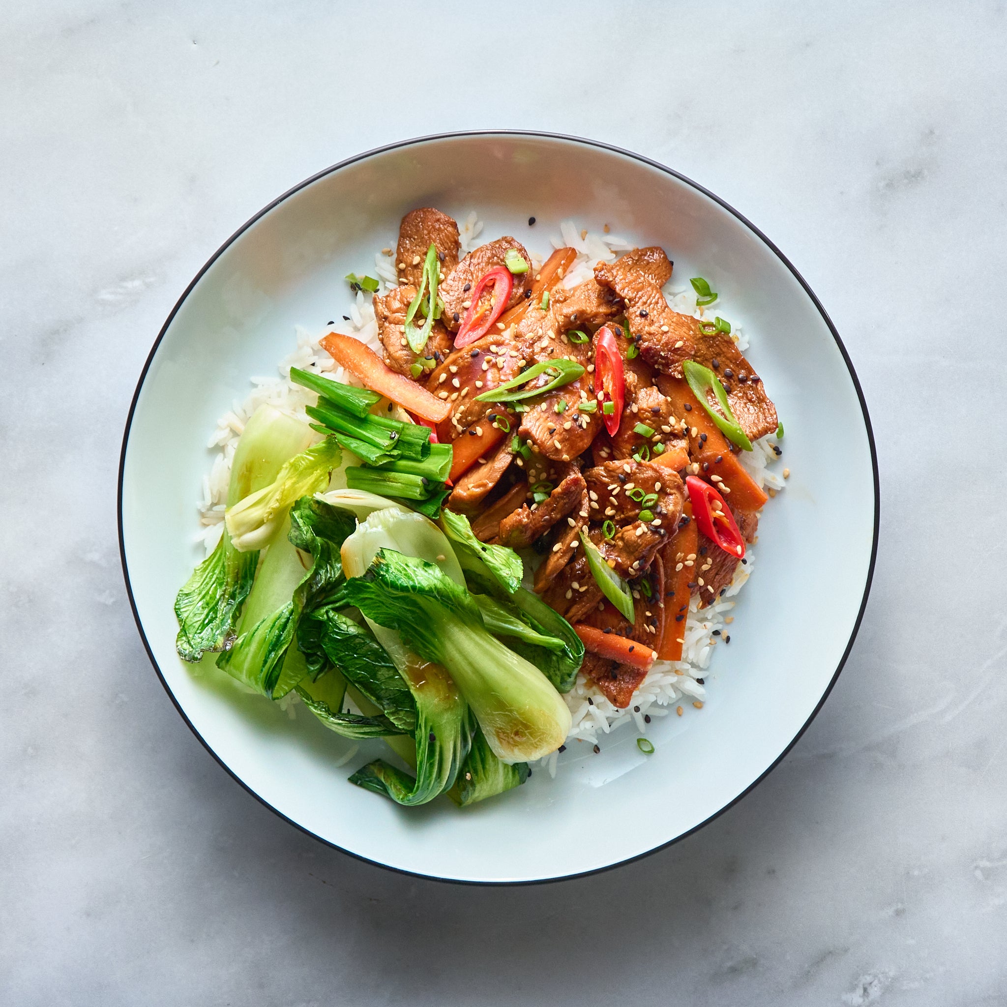 Straccetti di Pollo alla Soia e Miele con Pak Choi