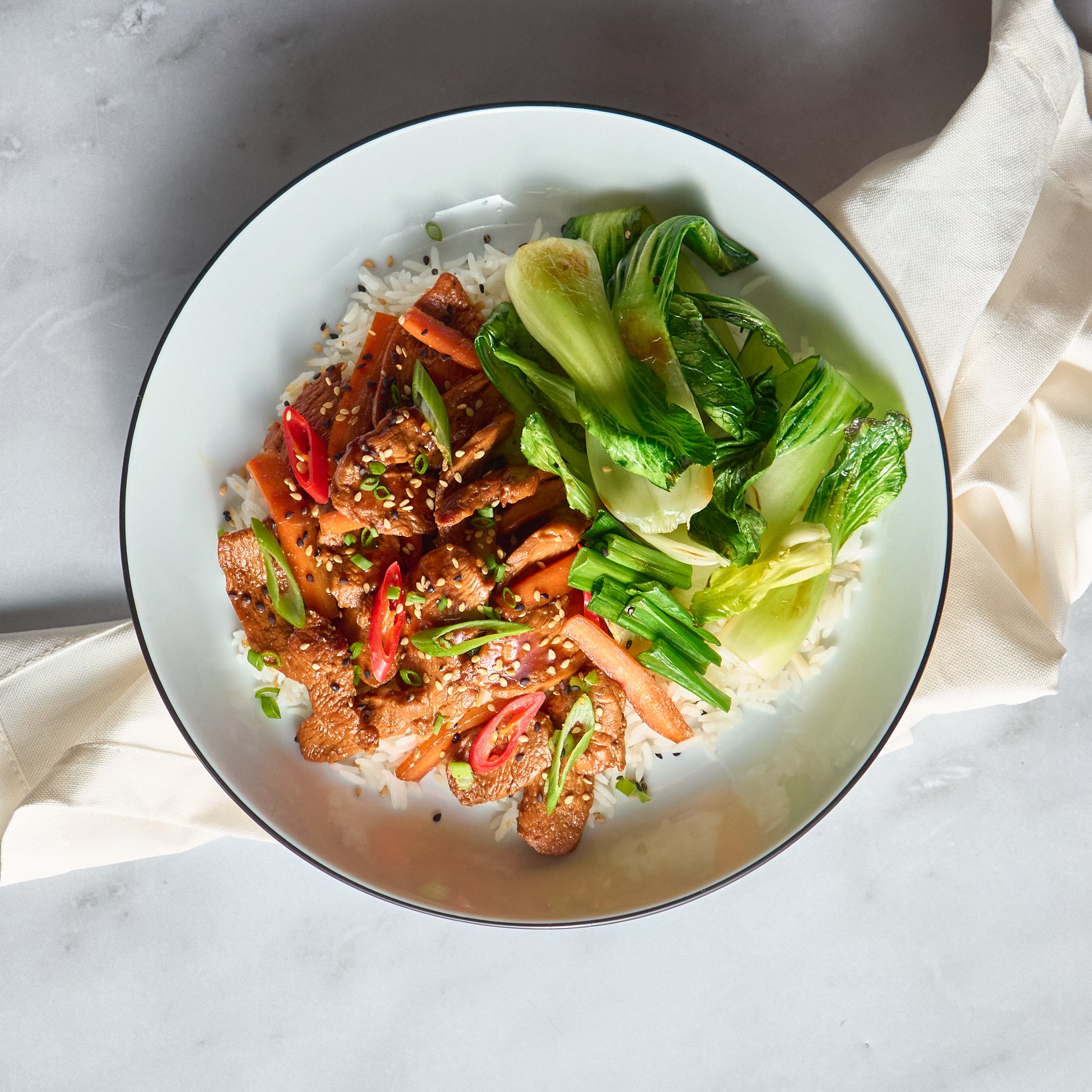 Straccetti di Pollo alla Soia e Miele con Pak Choi