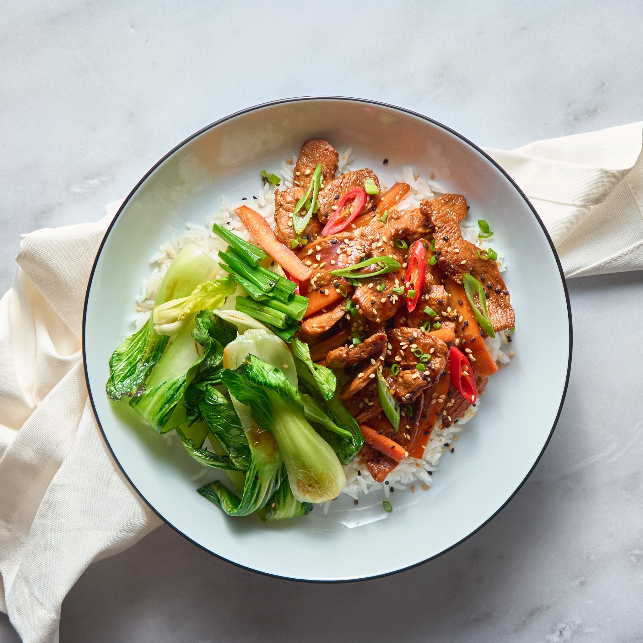 Straccetti di Pollo alla Soia e Miele con Pak Choi