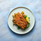 Poulet Pané avec Haricots Verts et Patates au Four