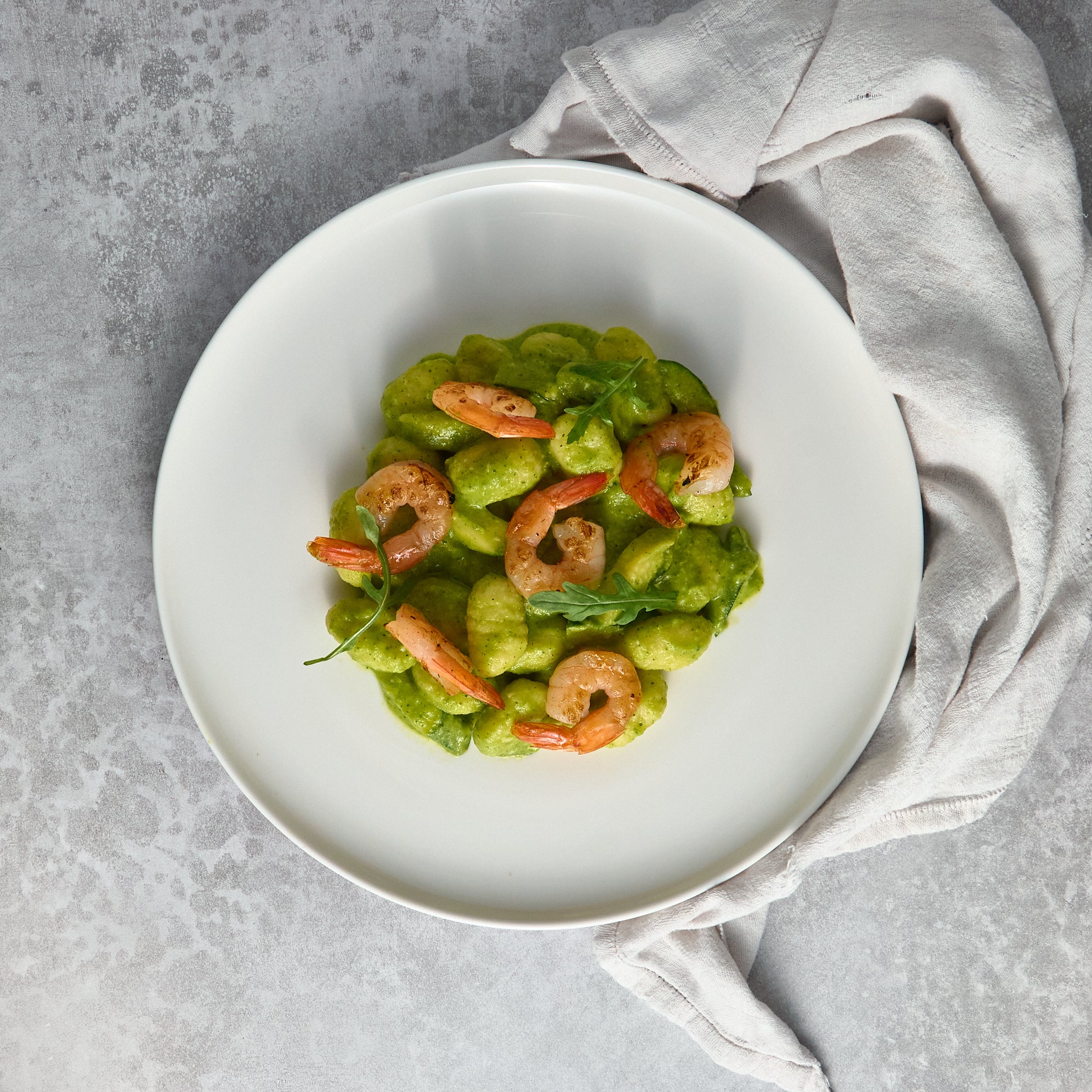 Gnocchi with Sautéed Shrimp, Zucchini, and Basil