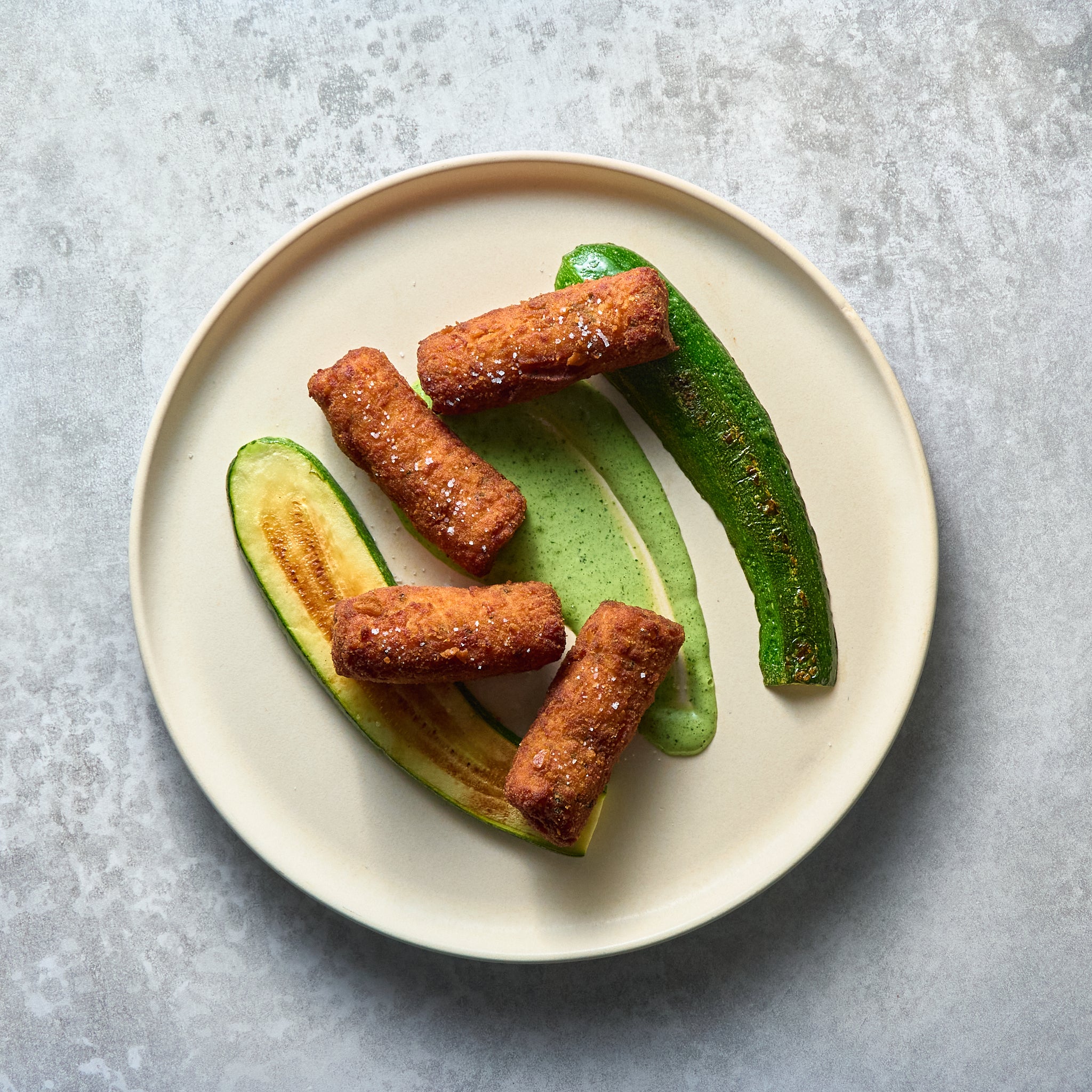 Crocchette di Salmone e Patate, Zucchine Arrostite