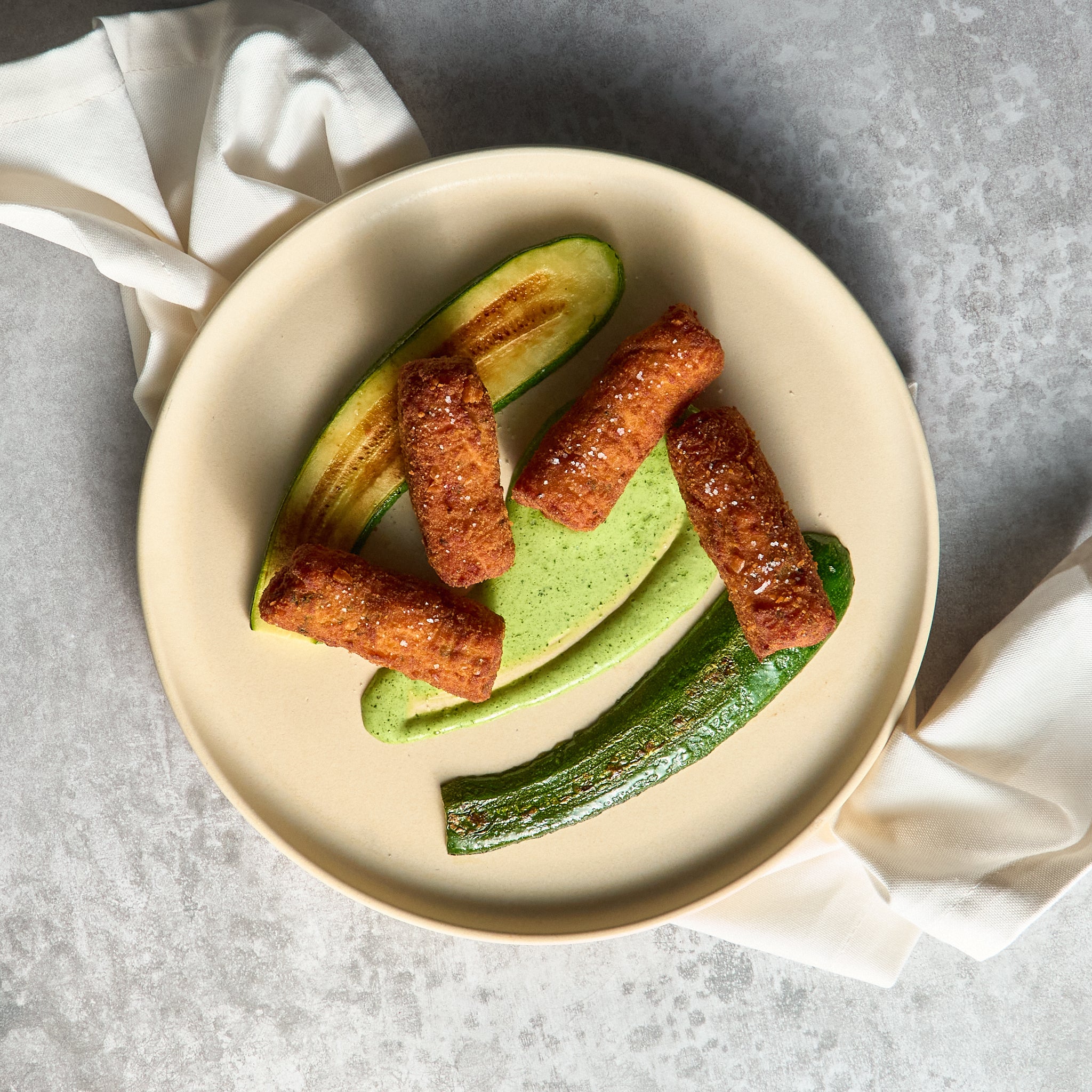 Crocchette di Salmone e Patate, Zucchine Arrostite