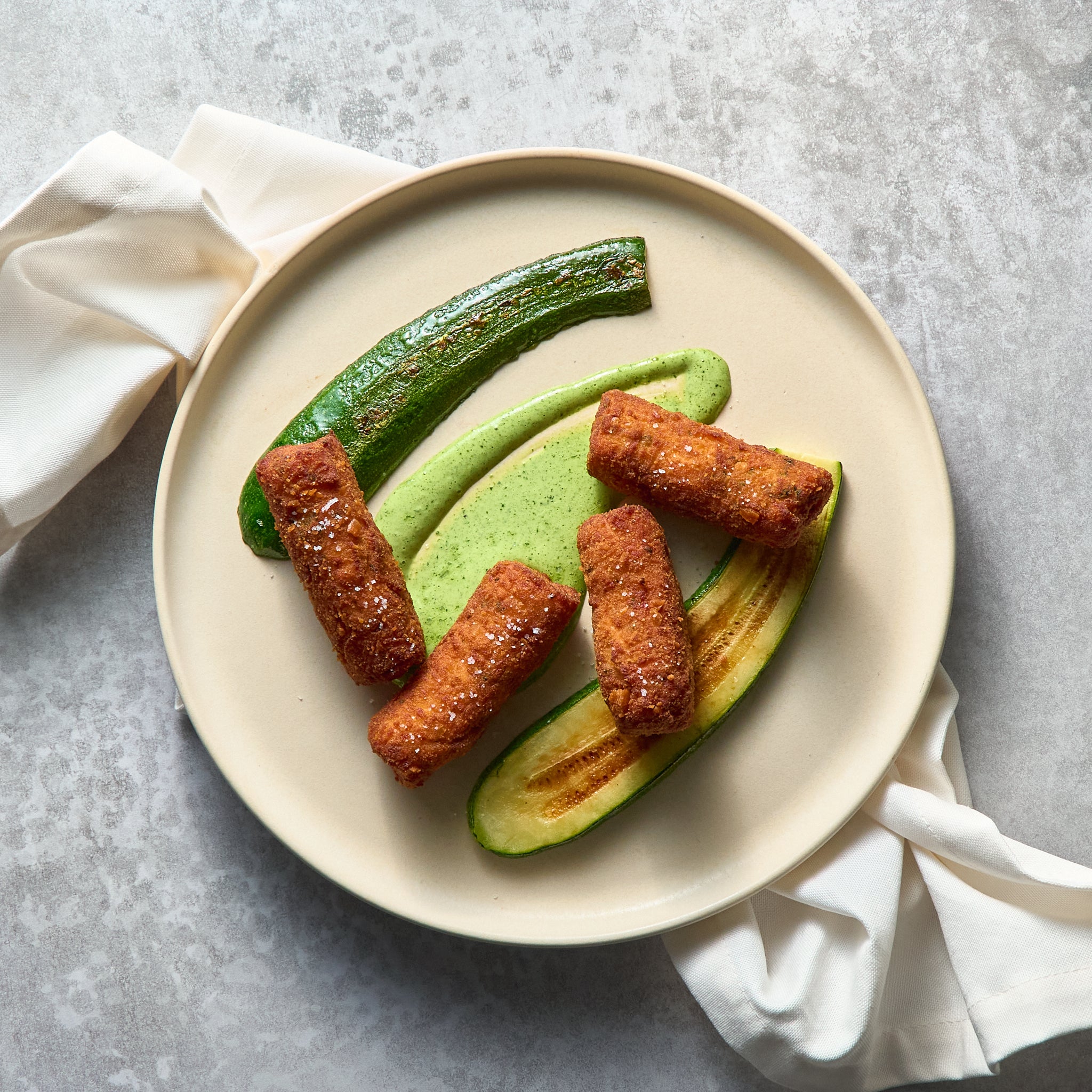 Crocchette di Salmone e Patate, Zucchine Arrostite